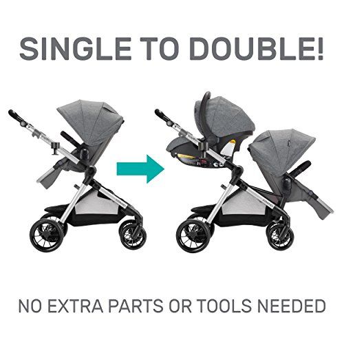 이븐플로 Evenflo Pivot Xpand, Single-to-Double Convertible Baby Stroller with Compact Folding design, Percheron Gray