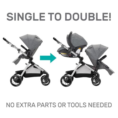 이븐플로 Evenflo Pivot Xpand, Single-to-Double Convertible Baby Stroller with Compact Folding design, Percheron Gray