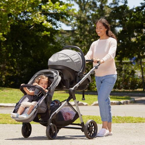 이븐플로 Evenflo Pivot Xpand, Single-to-Double Convertible Baby Stroller with Compact Folding design, Percheron Gray