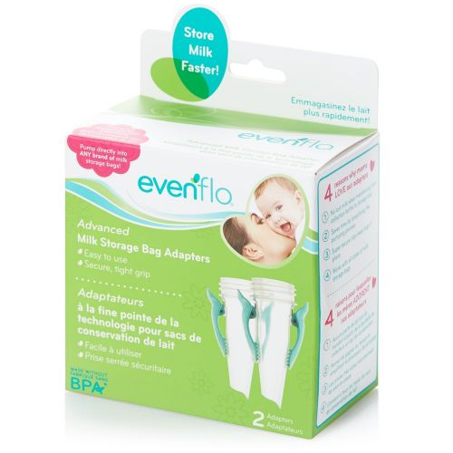 이븐플로 Evenflo Feeding Advanced Breast Milk Storage Bag Adapters for Breast Pumps (Pack of 2)