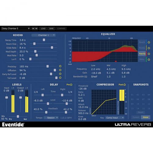  Eventide},description:Eventides UltraReverb is a full-featured, integrated reverb plug-in with incredible sonic flexibility. Theres multiple different types of reverb built-into th