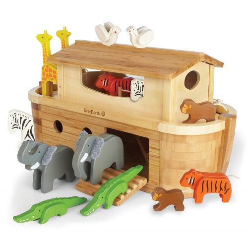 EverEarth EE33727 Giant Ark Playset with 14 Animals/Bamboo/Wood