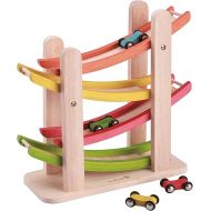 Jr. Ramp Racer. Race Track for Toddlers and 4 Wood Cars, Race Car Ramp Set