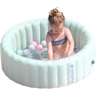 Inflatable Kiddie Pool, Foldable Ball Pit Kids Playpen, Portable Paddling Baby Swimming Pool 45 inches for Outdoor and Indoor, Large Blow-Up Pool with Pump for Toddlers Ages 12M and Up