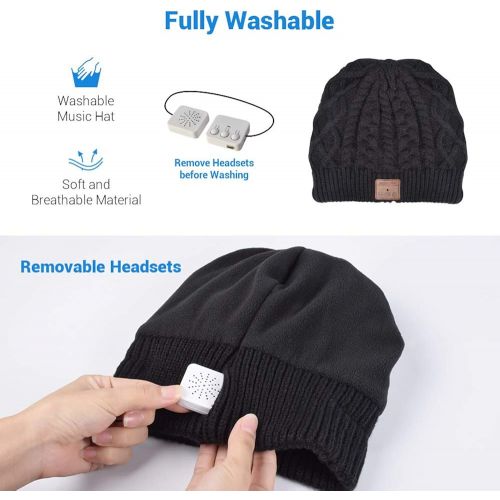  [아마존핫딜][아마존 핫딜] EverPlus Bluetooth Beanie Hat as Gifts for Men, Women with Wireless Bluetooth vr5.0, Winter Hat Built-in Detachable HD Stereo Speakers & Microphone, Unisex Music Beanie for Outdoor Sports,