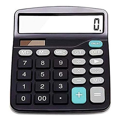  [아마존베스트]EverPlus Everplus Calculator, Everplus Electronic Desktop Calculator with 12 Digit Large Display, Solar Battery LCD Display Office Calculator,Black