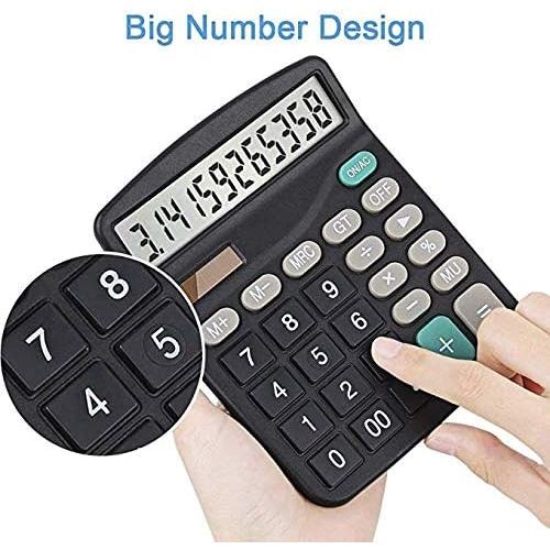  [아마존베스트]Everplus Calculator, Everplus Electronic Desktop Calculator with 12 Digit Large Display, Solar Battery LCD Display Office Calculator,Black