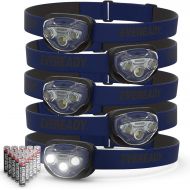 EVEREADY LED Headlamps [5-Pack], IPX4 Water Resistant, Bright and Durable Head Lights for Camping, Hiking, Emergency Power Outage (Batteries Included)