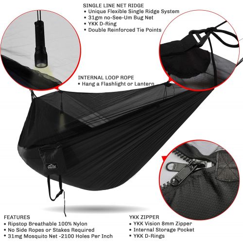  Everest active gear Everest Double Camping Hammock with Mosquito Net | Bug-Free Camping, Backpacking & Survival Outdoor Hammock Tent | Reversible, Integrated, Lightweight, Ripstop Nylon