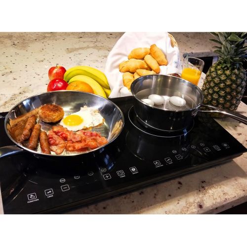  Evergreen Home 1800W Double Digital Induction Cooktop | Portable Countertop Burner-Easy To Clean