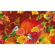 Evergreen Garden 41EM2248 Pumpkins with Birds Floor Embossed Door Mat, Multicolor