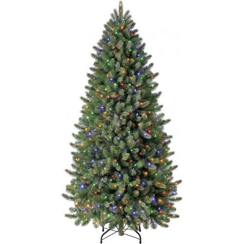  Evergreen Classics Vermont Spruce 6.5 ft Color Changing Pre-Lit Artificial Christmas Tree w500 LED Lights & Folding Metal Stand