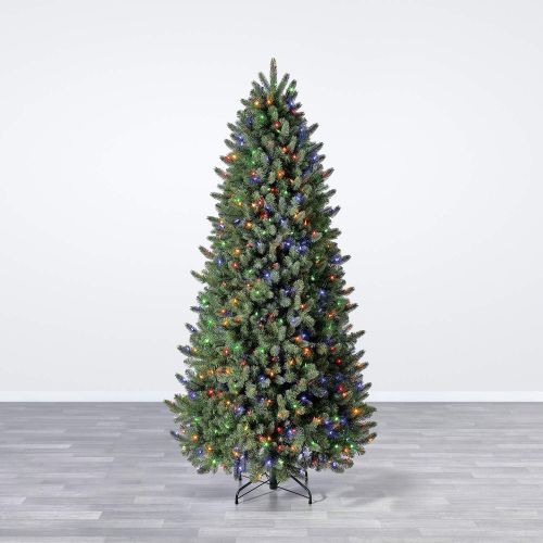  Evergreen Classics Vermont Spruce 6.5 ft Color Changing Pre-Lit Artificial Christmas Tree w500 LED Lights & Folding Metal Stand