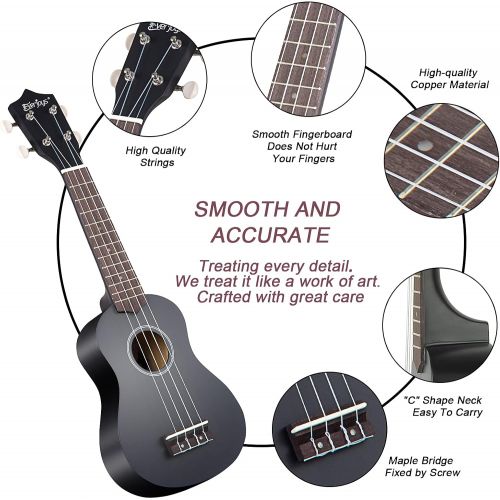  [아마존베스트]Everjoys Soprano Ukulele Beginner Pack-21 Inch w/Gig Bag Fast Learn Songbook Digital Tuner All in One Kit