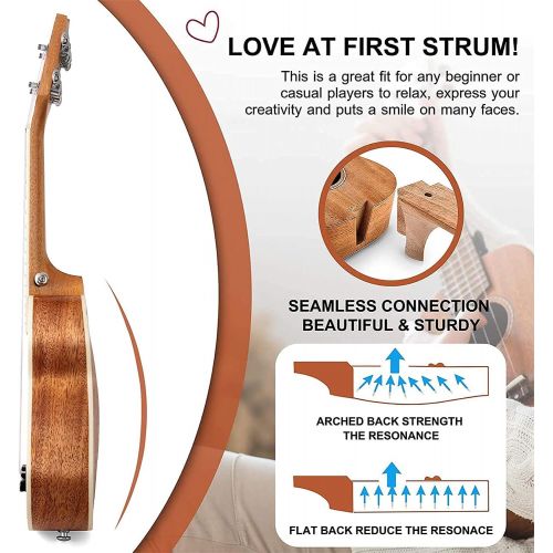  [아마존베스트]Everjoys Soprano Ukulele Mahogany 21 inch - Professional Wooden Ukelele Instrument Kit With Gig Bag, Strap, Picks,Strings