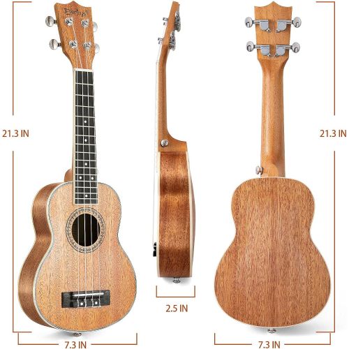  [아마존베스트]Everjoys Soprano Ukulele Mahogany 21 inch - Professional Wooden Ukelele Instrument Kit With Gig Bag, Strap, Picks,Strings