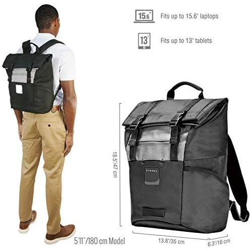  Everki EKP161 ContemPRO Roll Top Laptop Backpack, up to 15.6 - Black