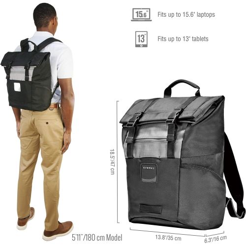  Everki EKP161 ContemPRO Roll Top Laptop Backpack, up to 15.6 - Black