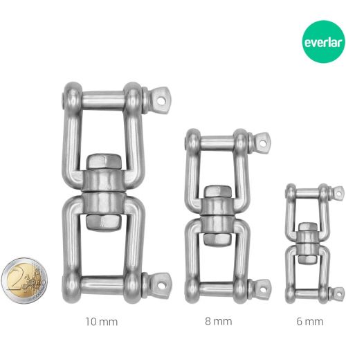  Besuchen Sie den everlar-Store everlar Edelstahl Drehwirbel I 8mm L, BS 1650Kg I Bequemes & sicheres Drehen & Befestigen von Hangesessel, Boxsack, Schwenkgrill, Schaukel u.v.a. I Hochfest & Wetterbestandig