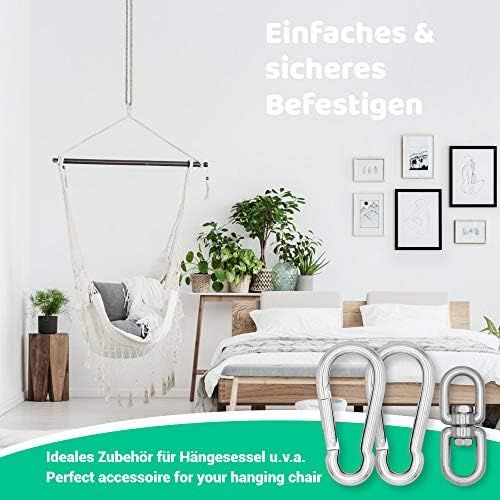  Besuchen Sie den everlar-Store everlar 2 Karabiner + Edelstahl Dreh-Wirbel Set I Sicheres & Einfaches Aufhangen von Hangesessel, Hangematte, Schaukel, Boxsack, Sonnensegel, Liebesschaukel u.v.a.