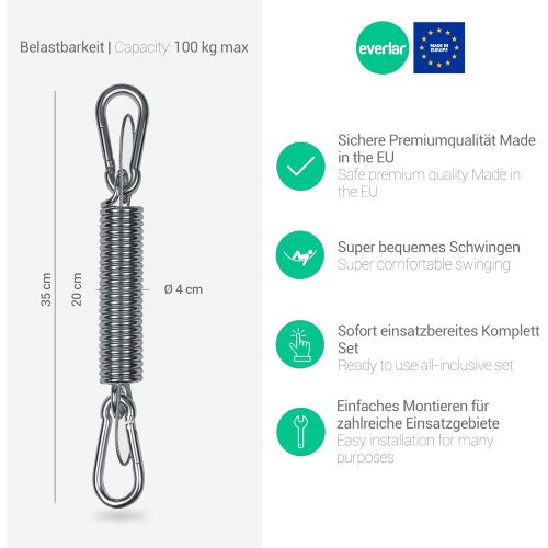  Besuchen Sie den everlar-Store everlar Hangesessel Schwingfeder Set I Made in EU I Mit Sicherungsseil + 2 Karabiner I Fuer sanftes & sicheres Schwingen von Hangestuhl, Boxsack, Liebesschaukel u.v.a. I 100 kg