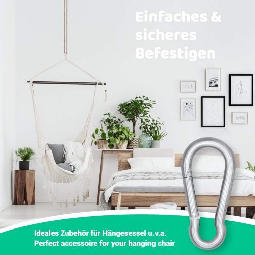  Besuchen Sie den everlar-Store everlar Karabiner Doppelpack I 11mm XXL, 450kg I Sicheres & Einfaches befestigen von Hangesessel, Hangematte, Schaukel, Boxsack, Sonnensegel, Liebesschaukel u.v.a.