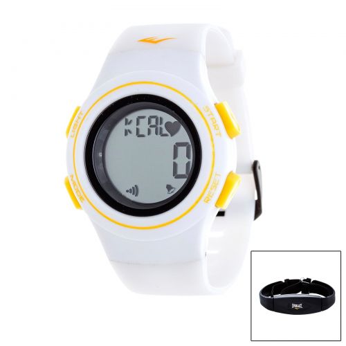  Everlast HR6 Heart Rate Monitor Watch with Transmitter Belt, White Plastic Band