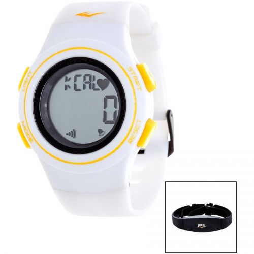  Everlast HR6 Heart Rate Monitor Watch with Transmitter Belt, White Plastic Band