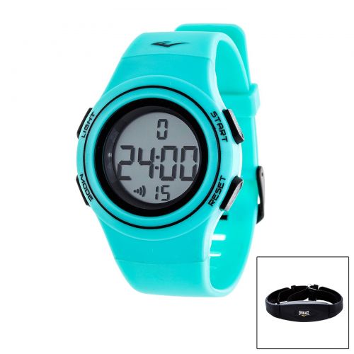 Everlast HR6 Heart Rate Monitor Watch with Transmitter Belt, Turquoise Plastic Band