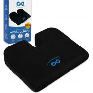 [아마존 핫딜]  [아마존핫딜]Everlasting Comfort 100% Pure Memory Foam Wedge Seat Cushion, Body Heat Responsive, Orthopedic U Cut-Out Design to Relieve Pain, Car Cushion, Standard, Black