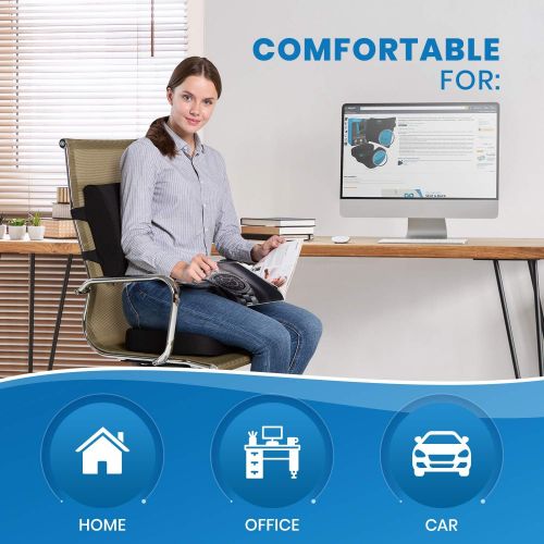  [아마존 핫딜]  [아마존핫딜]Everlasting Comfort Memory Foam Seat Cushion/Back Cushion Combo, Gel Infused & Ventilated, Orthopedic Design. Perfect for Office Chair, Relieves Back, Coccyx, Sciatica, Tailbone, Lumbar Pain, by Everl