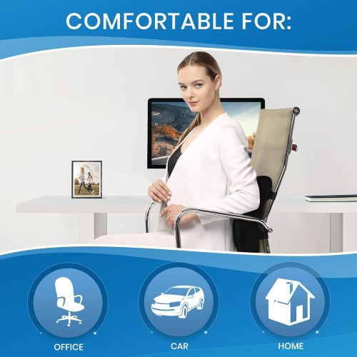  [아마존 핫딜] [아마존핫딜]Everlasting Comfort 100% Pure Memory Foam Back Cushion - Lumbar Support Pillow for Office, Car and Chair, Standard, Black