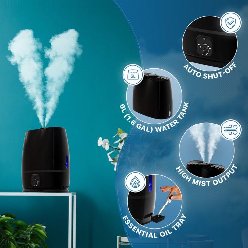  [아마존 핫딜] Everlasting Comfort Humidifiers for Bedroom (6L) with Essential Oil Tray (Black)