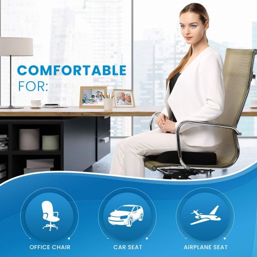  Everlasting Comfort Seat Cushion for Office Chair - Tailbone Pain Relief Cushion - Coccyx Cushion - Sciatica Pillow for Sitting (Black)