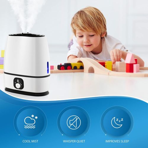  Everlasting Comfort Cool Mist Humidifier for Bedroom with Essential Oil Tray, 6L, White