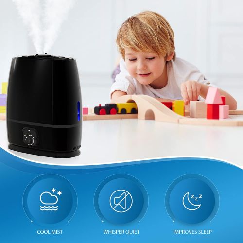  [아마존베스트]Everlasting Comfort Cool Mist Humidifier for Bedroom with Essential Oil Tray, 6L, Black