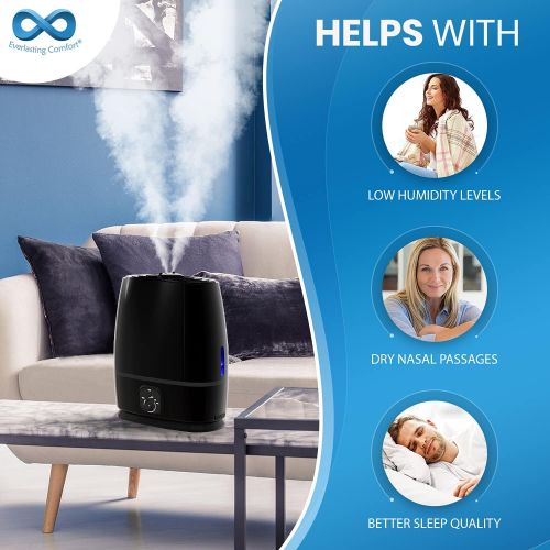  [아마존베스트]Everlasting Comfort Cool Mist Humidifier for Bedroom with Essential Oil Tray, 6L, Black