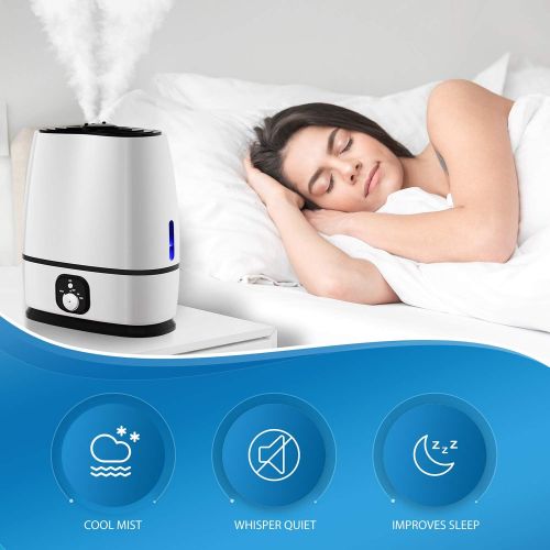  Everlasting Comfort Ultrasonic Cool Mist Humidifier (6L) - Essential Oil Tray, High Output, Ultra Quiet, Auto Shut Off, Night Light, Large Capacity Vaporizer