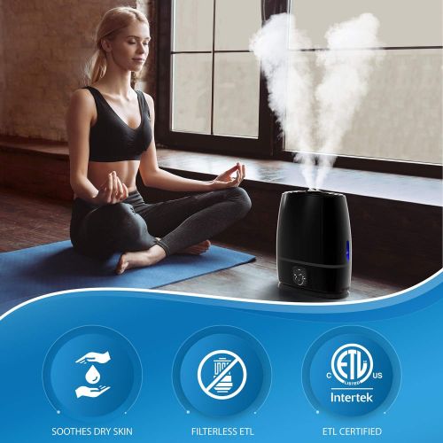  Everlasting Comfort Ultrasonic Cool Mist Humidifier (6L) - Essential Oil Tray, High Output, Ultra Quiet, Auto Shut Off, Night Light, Large Capacity Vaporizer