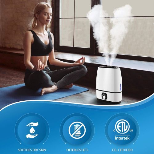  Everlasting Comfort Ultrasonic Cool Mist Humidifier (6L) - Essential Oil Tray, High Output, Ultra Quiet, Auto Shut Off, Night Light, Large Capacity Vaporizer