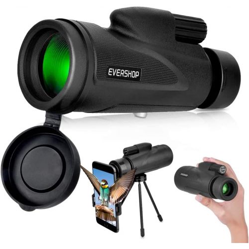  [아마존베스트]Monocular Telescope with Low Night Vision  Evershop 12X50 High Power Monoculars for Adults Kids with Tripod Smartphone Holder Best Gift for Bird Watching Hunting Camping Travellin