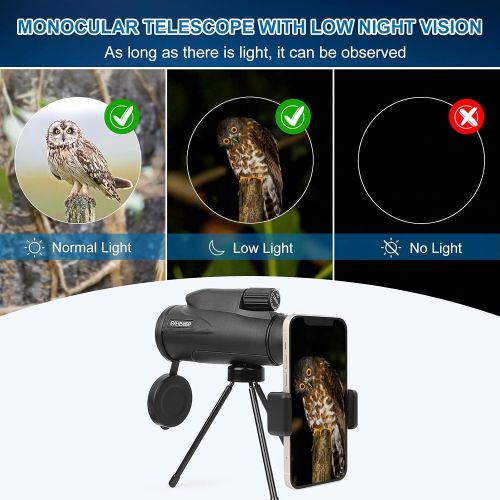  [아마존베스트]Monocular Telescope with Low Night Vision  Evershop 12X50 High Power Monoculars for Adults Kids with Tripod Smartphone Holder Best Gift for Bird Watching Hunting Camping Travellin