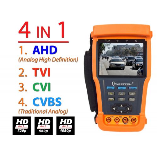  Evertech 3.5 4in1 AHD TVI CVI Traditional Analog CCTV Video Security Camera PTZ Tester