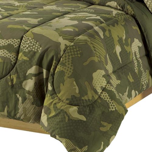  [아마존베스트]Everydayhomeoutlet Dream Factory Easy-Wash Super Soft Comforter Bedding, Twin, Green Geo Camo