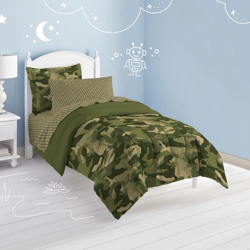  [아마존베스트]Everydayhomeoutlet Dream Factory Easy-Wash Super Soft Comforter Bedding, Twin, Green Geo Camo