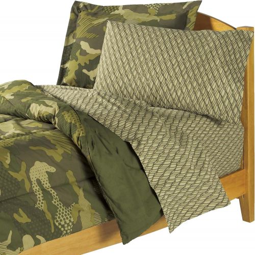  [아마존베스트]Everydayhomeoutlet Dream Factory Easy-Wash Super Soft Comforter Bedding, Twin, Green Geo Camo