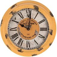 Everydecor Antique Yellow Round Old Town Metal Wall Clock