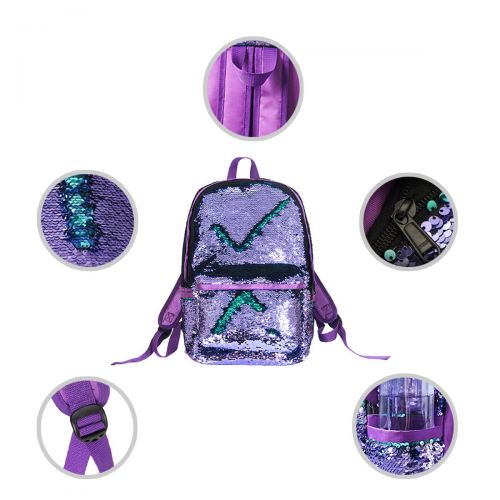  Everydlife Magic Reversible Sequin School Backpack for Girls Sparkly Lightweight Travel Back pack