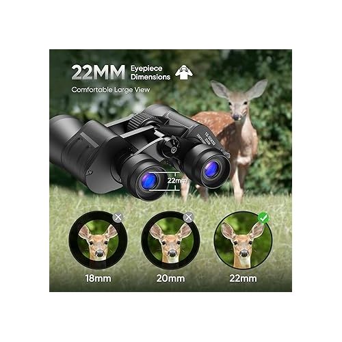  10-30x50 High Power Military Zoom Binoculars for Adults, Low Light Night Vision/Daily Waterproof / BAK7 Prism/FMC Lens, HD Professional Binoculars for Bird Watching, Hunting, Outdoor, Hiking.