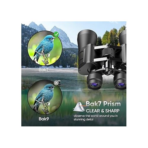  10-30x50 High Power Military Zoom Binoculars for Adults, Low Light Night Vision/Daily Waterproof / BAK7 Prism/FMC Lens, HD Professional Binoculars for Bird Watching, Hunting, Outdoor, Hiking.